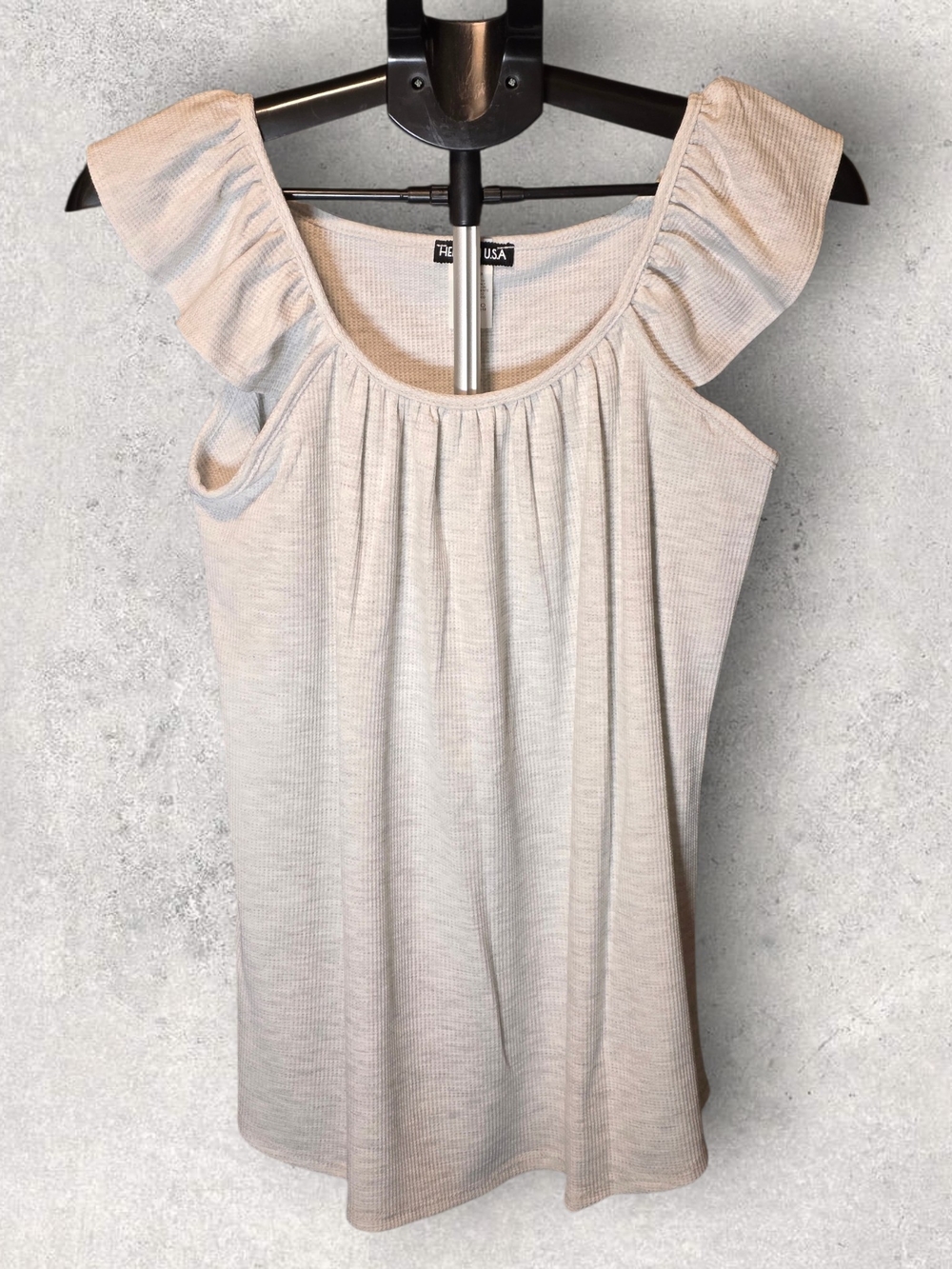 HEIMISH USA Ribbed Flutter Tank Top in Light Gray